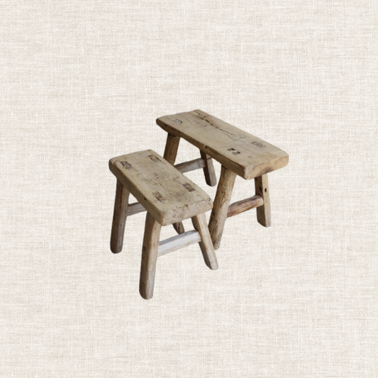 Small Reclaimed Elm Wood Stool