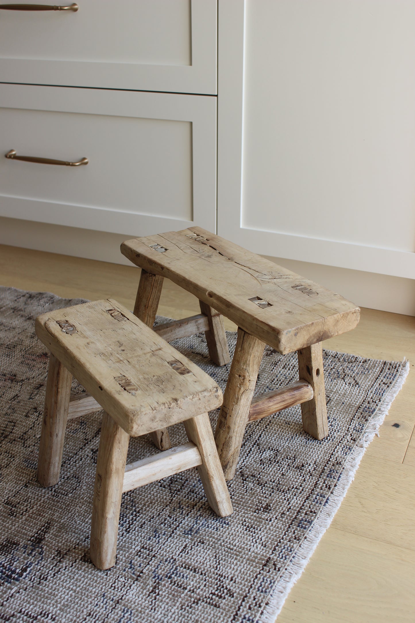 Small Reclaimed Elm Wood Stool