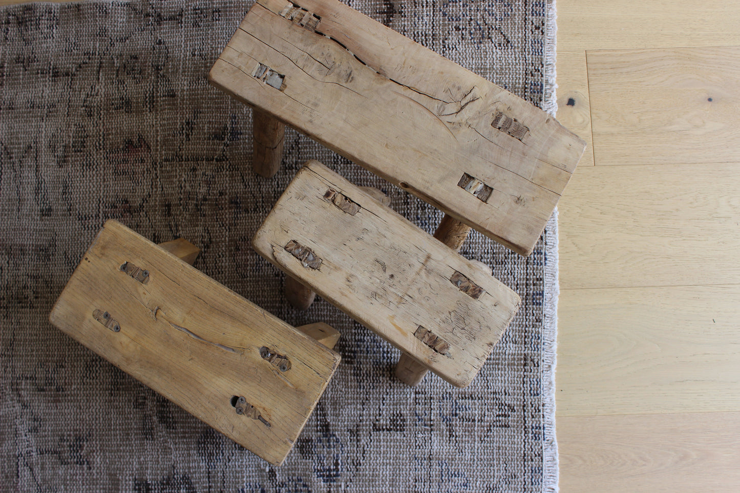Small Reclaimed Elm Wood Stool