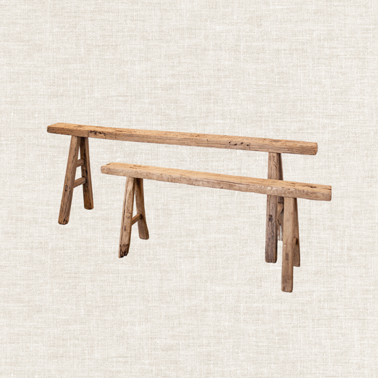 Skinny Reclaimed Elm Wood Bench