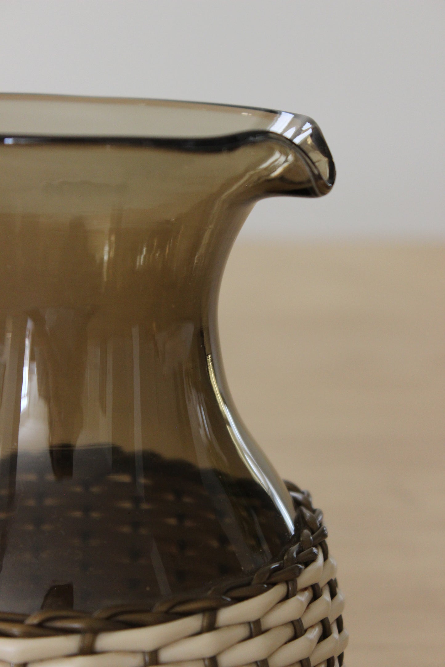 Basketweave Smoked Glass Pitcher